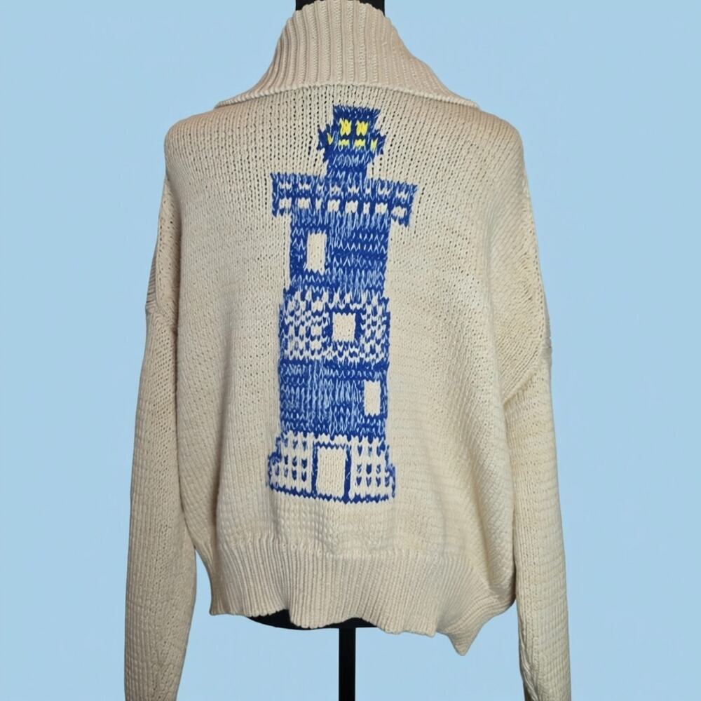 NWT Anthropologie Maeve Lighthouse Collared V-Neck Cardigan Sweater. Size XL. - Picture 3 of 10